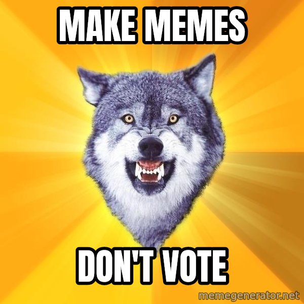 Courage Wolf meme: Make MemeS / DON'T VOTE