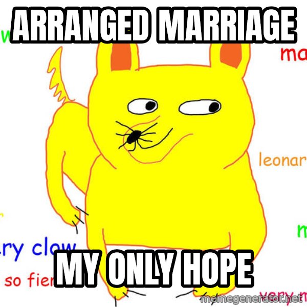 Forever Alone meme: Arranged marriage / my only hope