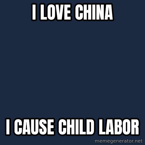 Pedobear meme: i love china / i cause child labor