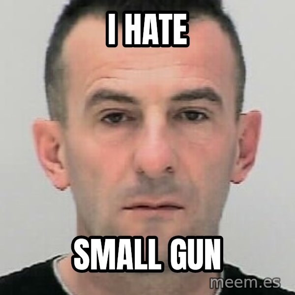 Ibrahim Shkupolli meme: i   hate / small  gun