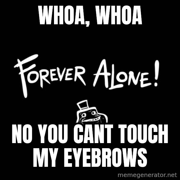 Chill Out Lemur meme: Whoa, whoa / no you cant touch my eyebrows