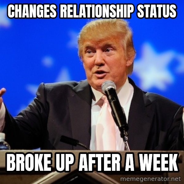 Annoying Facebook Girl meme: Changes Relationship status / broke up after a week