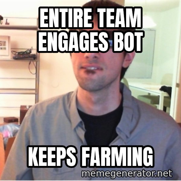 Hotshotgg meme: ENTIRE TEam engages bot / keeps farming