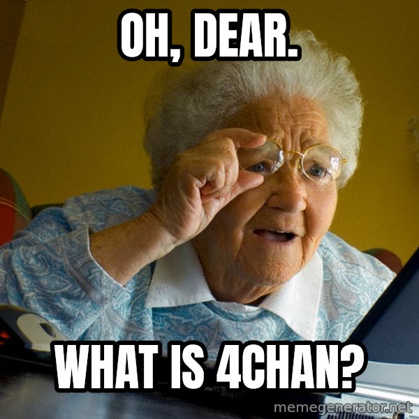 Internet Grandma Surprise meme: OH, DEAR. / WHAT IS 4CHAN?