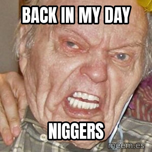 Grumpy Grandpa meme: BACK IN MY DAY / NIGGERS