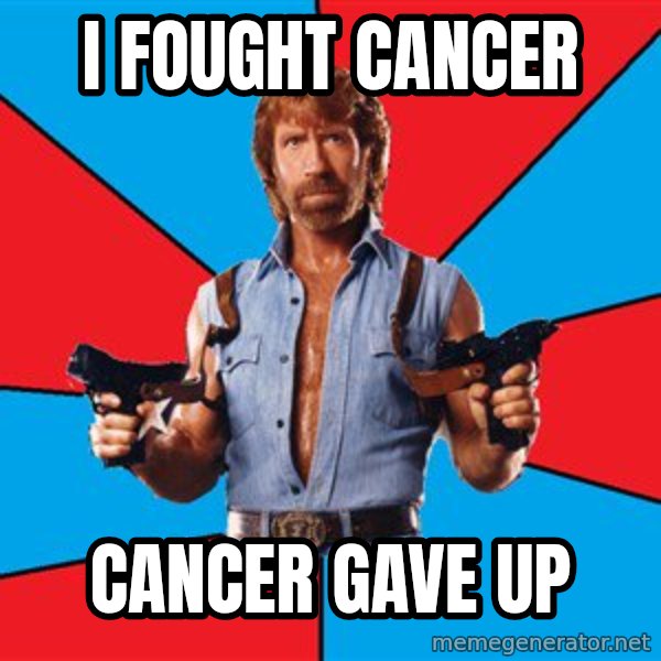 Chuck Norris  meme: i fought cancer / cancer gave up
