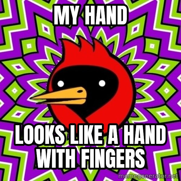 Omsk Crow meme: my hand / looks like a hand with fingers