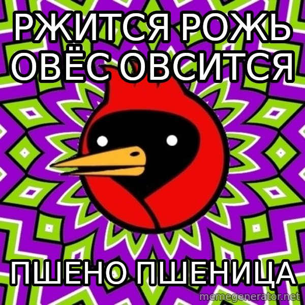 Omsk Crow meme: Ржится РОЖЬ ОВёс ОВСИТСЯ / ПШЕНО ПШЕНИЦА