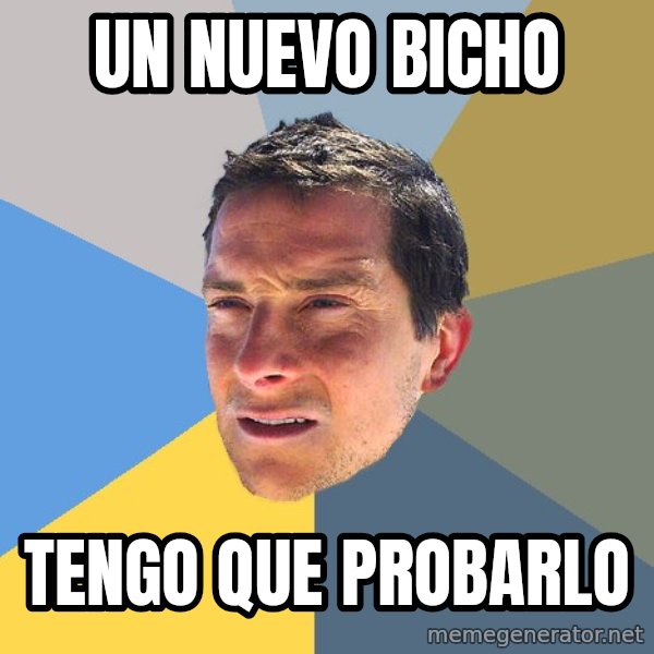 Bear Grylls meme: un nuevo bicho / tengo que probarlo