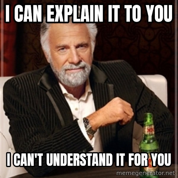 Most Interesting Man meme: I can explain it to you / I can't understand it for you