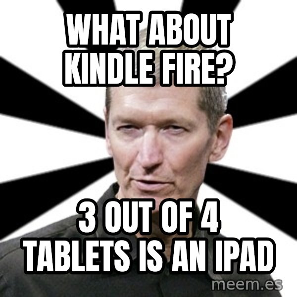 Tim Cook Time meme: What about Kindle Fire? / 3 out of 4 tablets is an iPad
