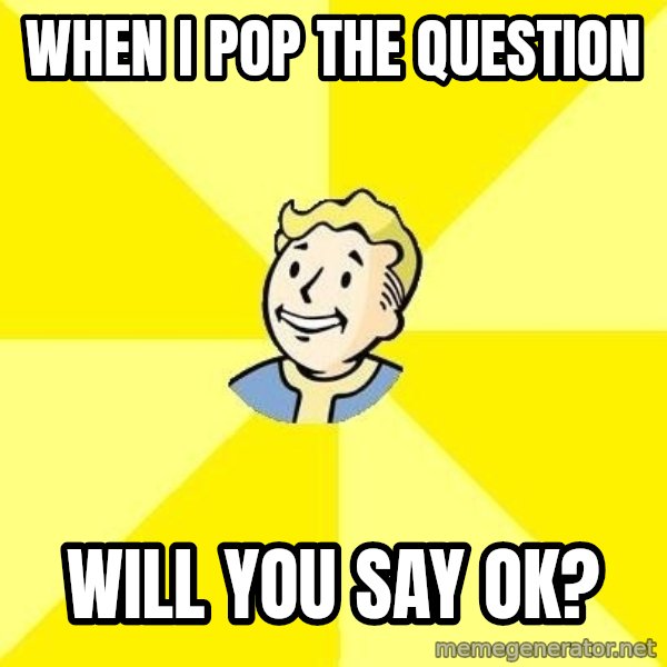 Fallout 3 meme: When i pop the question / Will you SAY OK?