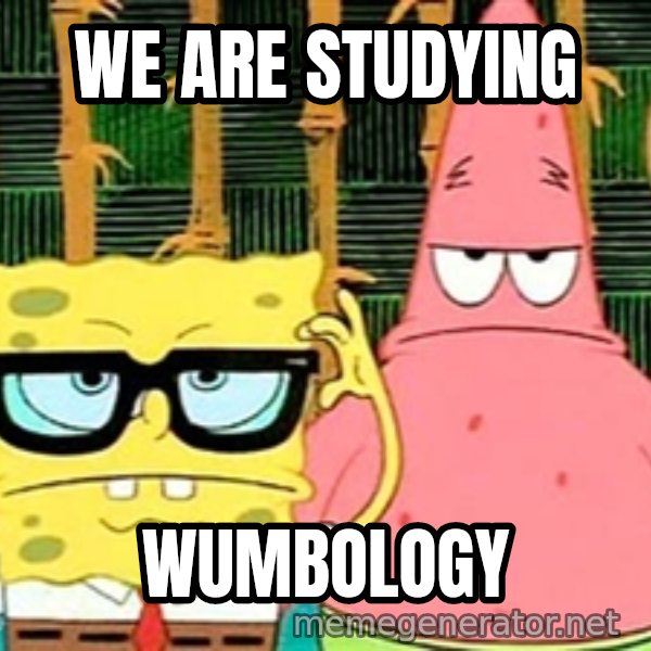 Serious Spongebob meme: we are studying / wumbology