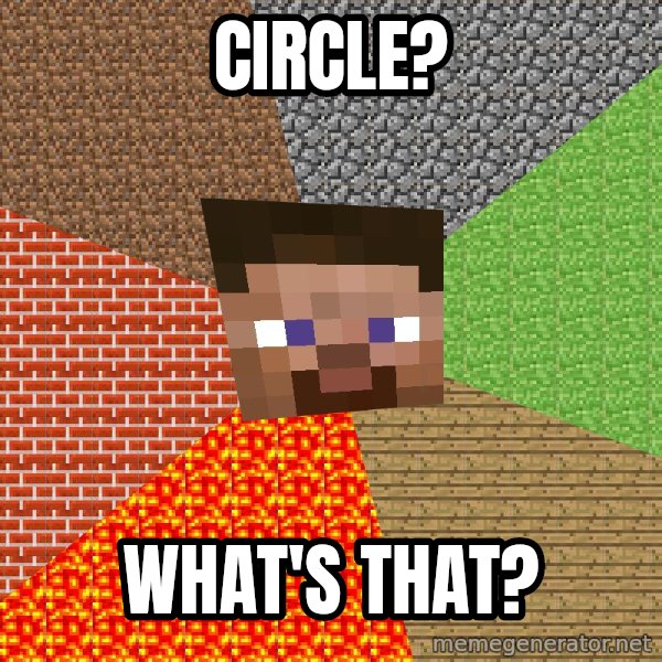 Minecraft Guy meme: circle? / What's that?