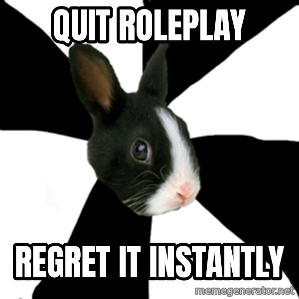 Roleplaying Rabbit meme: quit roleplay / regret it instantly