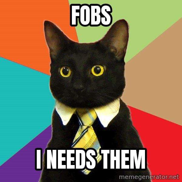 Business Cat meme: fobs / i needs them