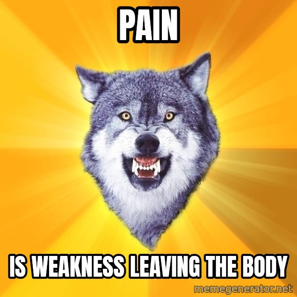 Courage Wolf meme: pain / is weakness leaving the body