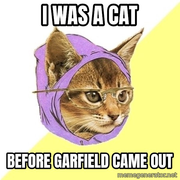 Hipster Kitty meme: I was a Cat / before  Garfield came out