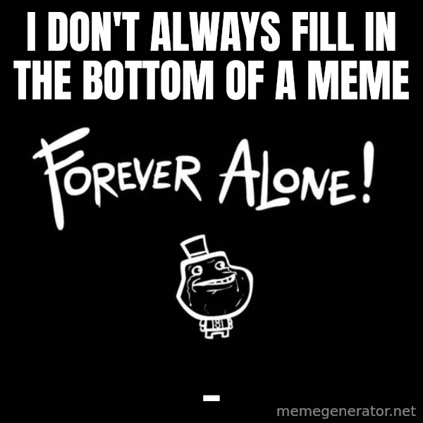 The Most Interesting Man In The World meme: I Don't ALways fill in the bottom of a meme / _