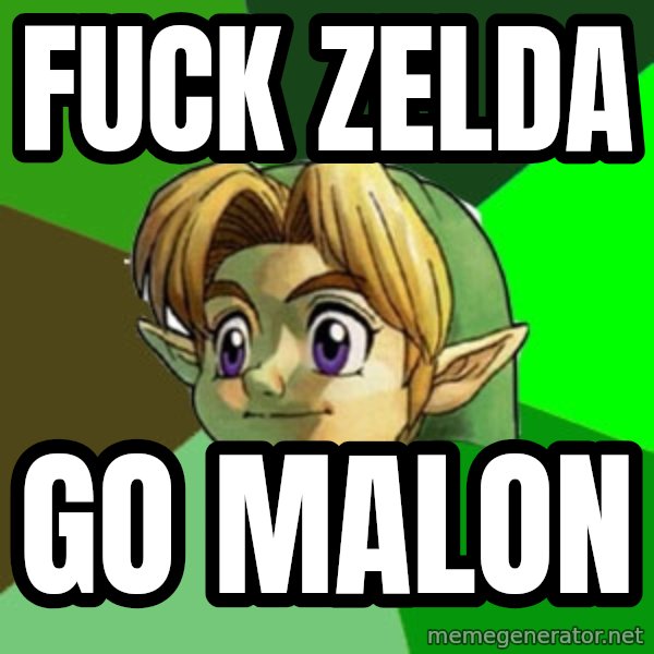 Hipster Link meme: Fuck Zelda / Go Malon