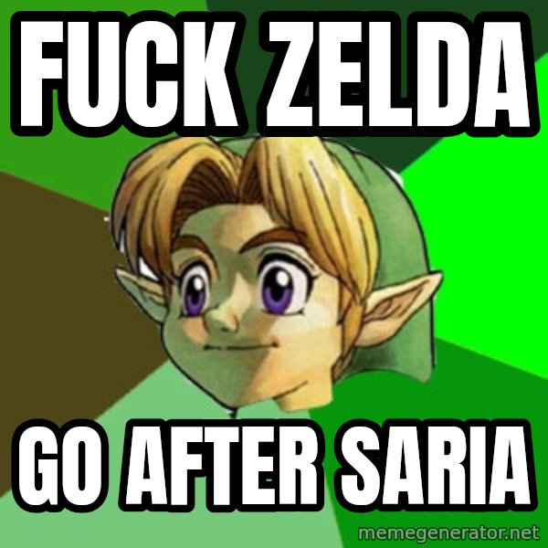 Hipster Link meme: Fuck Zelda / Go After Saria