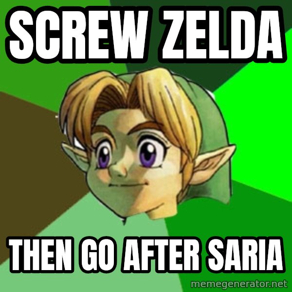 Hipster Link meme: Screw Zelda / Then Go After Saria