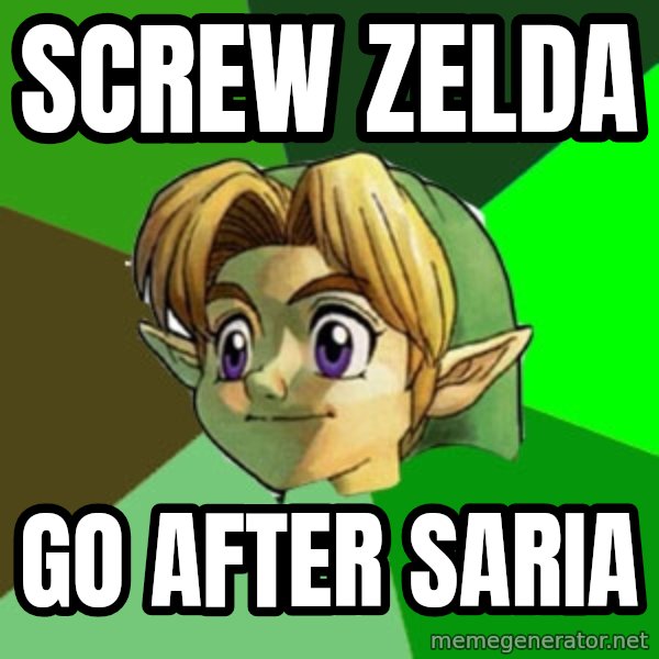 Hipster Link meme: Screw Zelda / Go After Saria