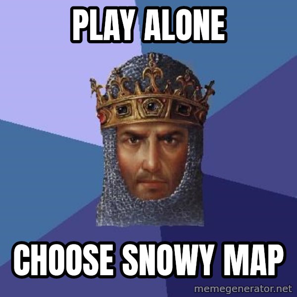 Age Of Empires meme: PLAY ALONE / CHOOSE SNOWY MAP