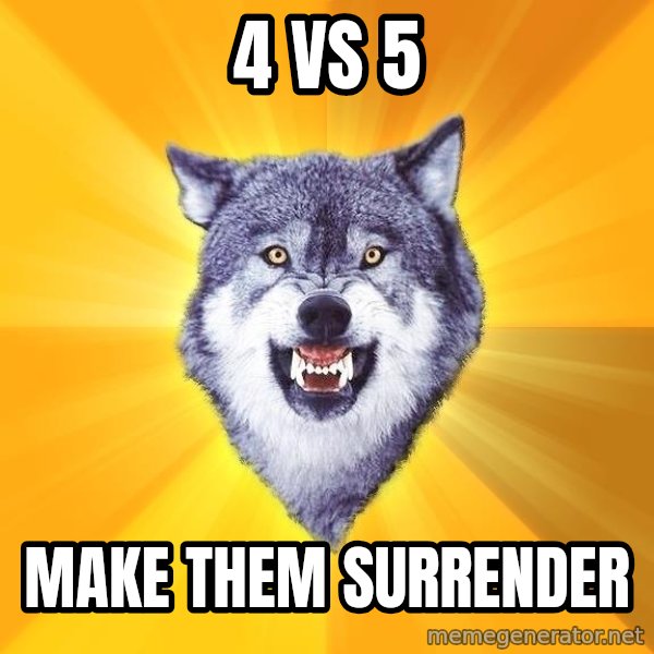 Courage Wolf meme: 4 VS 5 / Make them surrender
