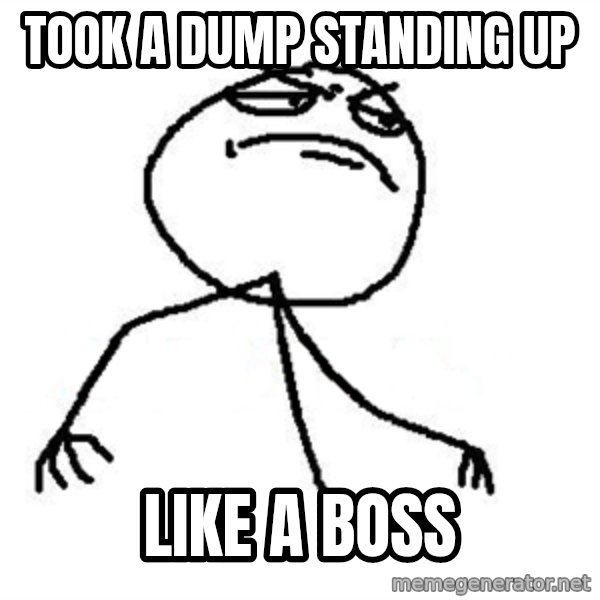 Like A Boss meme: TOOK A DUMP STANDING UP / LIKE A BOSS