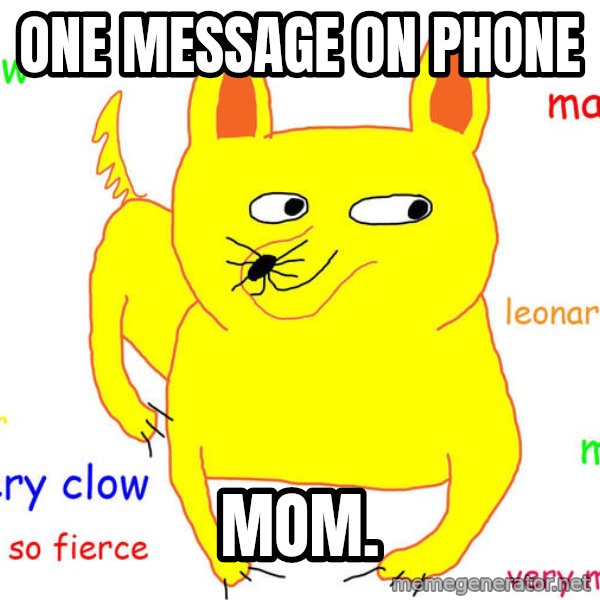 Forever Alone meme: one message on phone / mom.