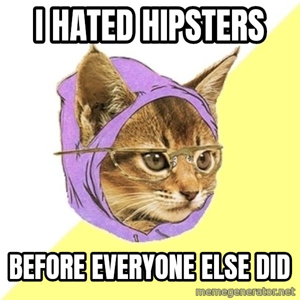 Hipster Kitty meme: I Hated hipsters / before everyone else did