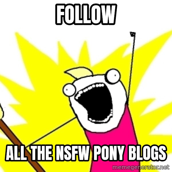 X ALL THE THINGS meme: Follow / all the NSFW Pony blogs