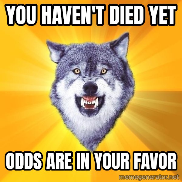 Courage Wolf meme: you haven't died yet / odds are in your favor