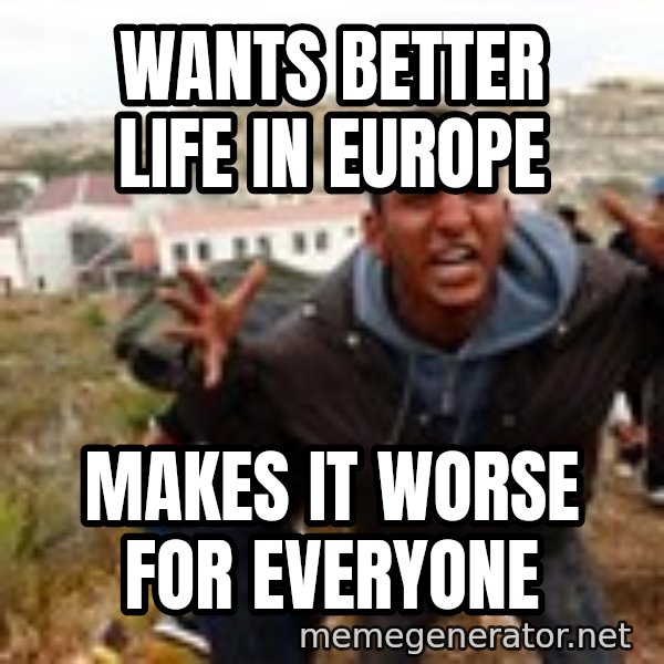 Muslim Immigrant meme: Wants better life in europe / makes it worse for everyone