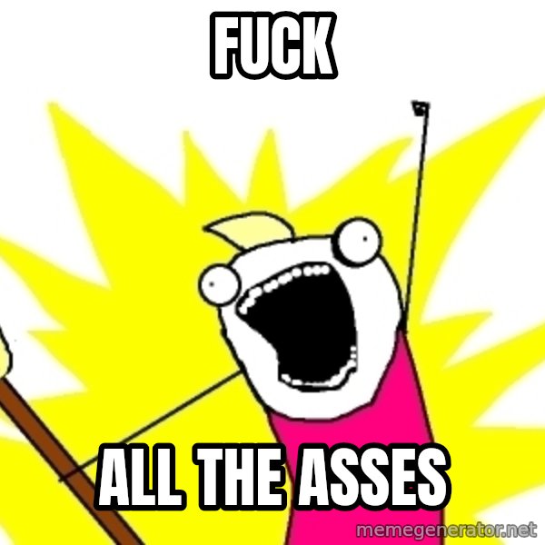 X ALL THE THINGS meme: FUCK / ALL THE ASSES