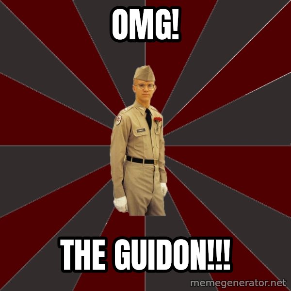 Stereotypical Corps Guy meme: Omg! / The guidon!!!