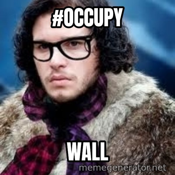 Hipster Jon Snow meme: #OCCUPY / WALL