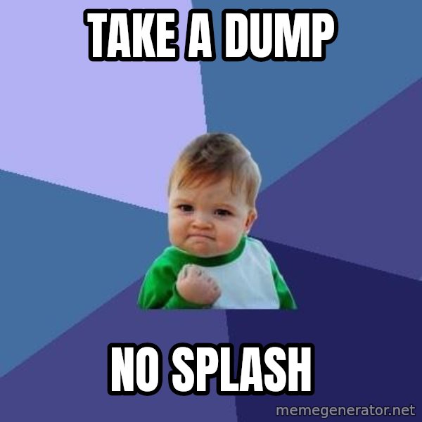Success Kid meme: TAKE A DUMP / NO SPLASH