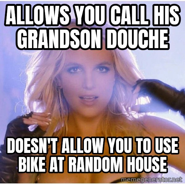 Professor Oak meme: Allows you call his grandson douche / Doesn't Allow you to use bike at random house