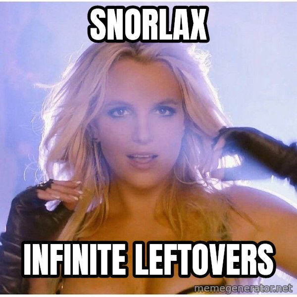 Professor Oak meme: snorlax / infinite leftovers