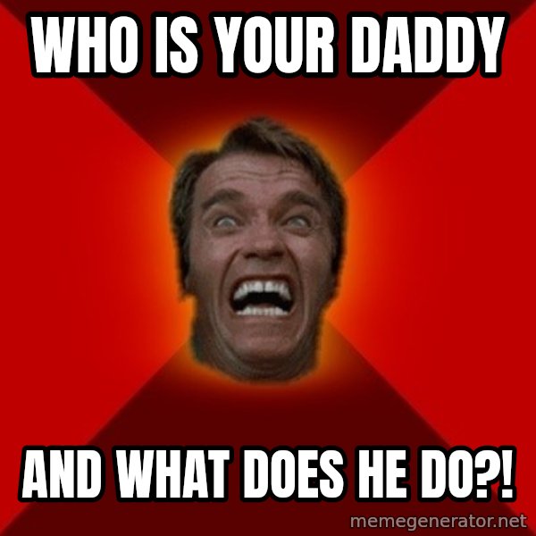 Angry Arnold meme: Who is your daddy / and what does he do?!