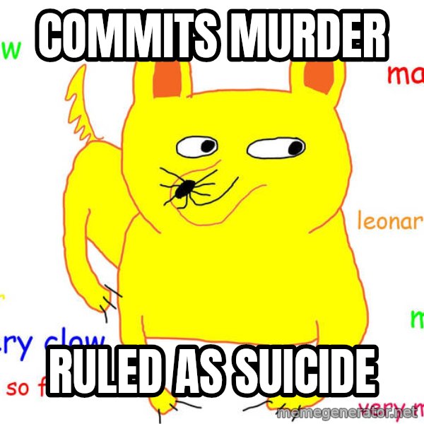 Forever Alone meme: commits murder / ruled as suicide