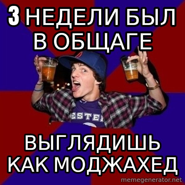 Sunny Student meme: 3 недели был в общаге / выглядишь как моджахед