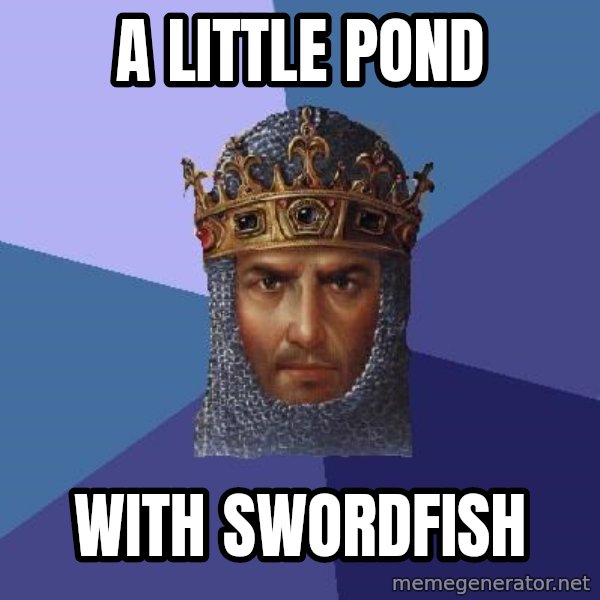 Age Of Empires meme: A LITTLE POND / WITH SWORDFISH