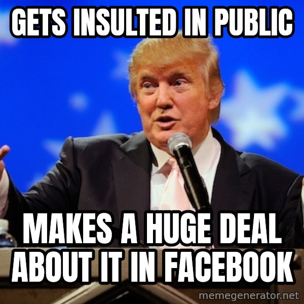 Annoying Facebook Girl meme: Gets insulted in public / makes a huge deal about it in facebook