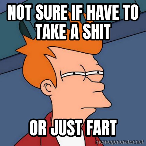 Futurama Fry meme: Not sure if have to take a shit / or just fart