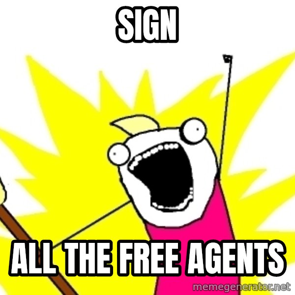 X ALL THE THINGS meme: Sign / aLL the free agents