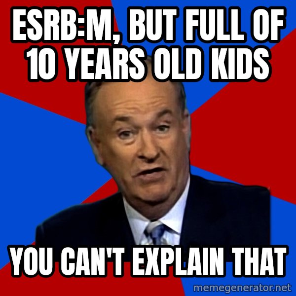 Bill O'Reilly Proves God meme: ESRB:M, but full of 10 years old kids / you can't explain that