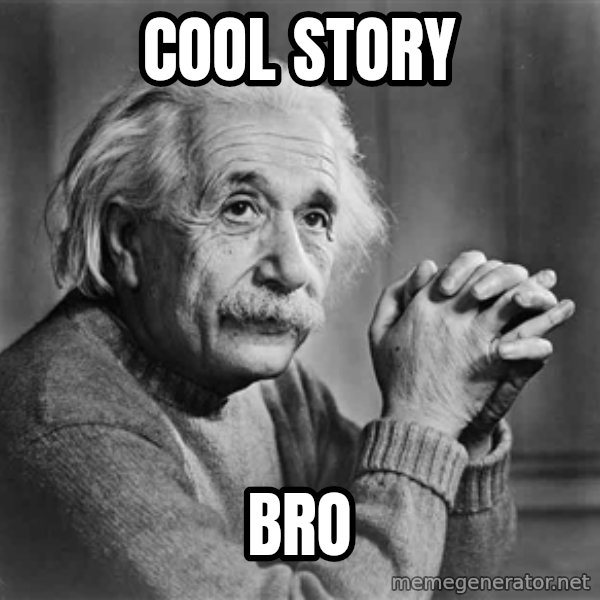 Albert Einstein meme: cool story / bro